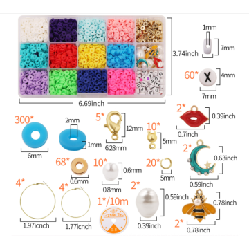 Amazon Hot Selling 18 Grids Polymer Clay Beads And Pendant Accessories Kit For Necklace And Bracelet Jewelry Making